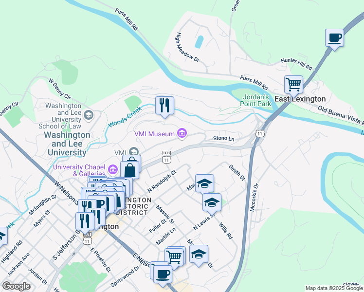 map of restaurants, bars, coffee shops, grocery stores, and more near 403 Engineering Drive in Lexington