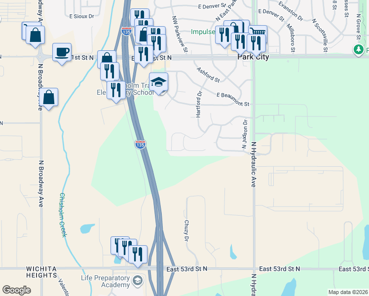 map of restaurants, bars, coffee shops, grocery stores, and more near 1233 East Prairie Hill Circle in Park City