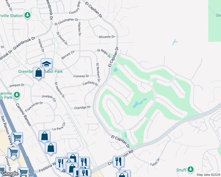 map of restaurants, bars, coffee shops, grocery stores, and more near 521 Rolling Hills Lane in Danville