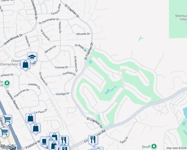 map of restaurants, bars, coffee shops, grocery stores, and more near 535 Cambrian Way in Danville