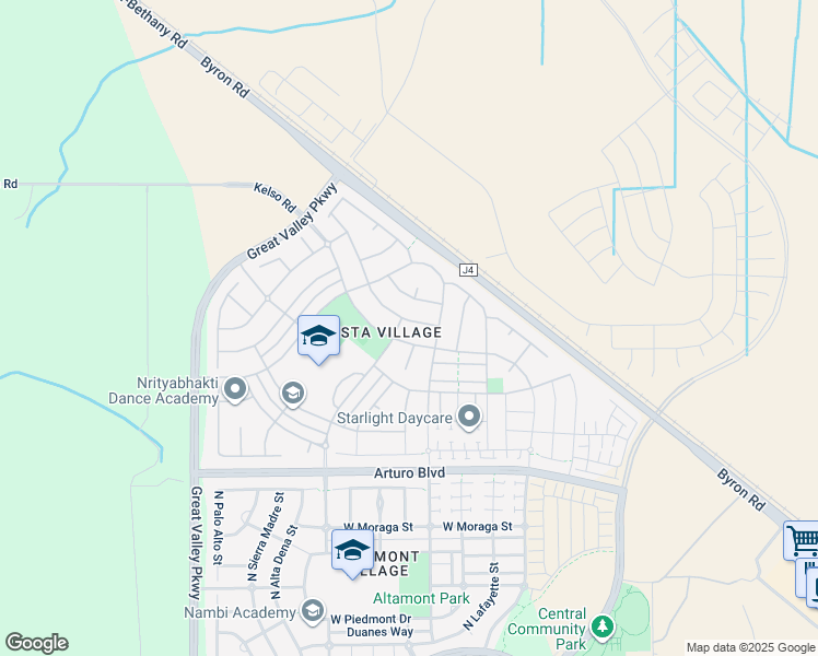 map of restaurants, bars, coffee shops, grocery stores, and more near 490 West Bonaventure Avenue in Tracy