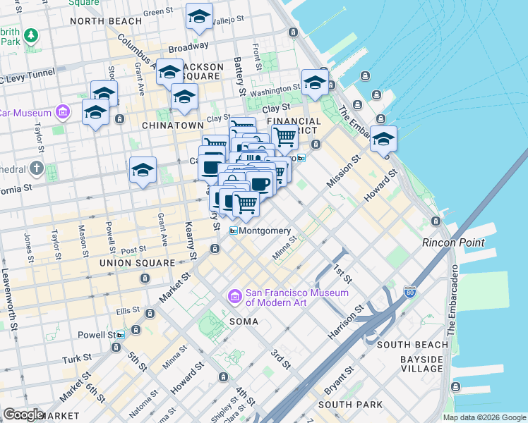 map of restaurants, bars, coffee shops, grocery stores, and more near in San Francisco