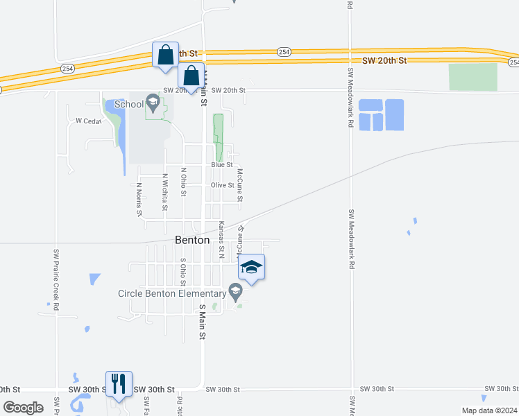 map of restaurants, bars, coffee shops, grocery stores, and more near 210 McCune Street in Benton