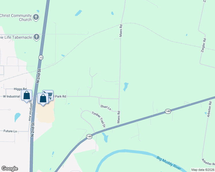 map of restaurants, bars, coffee shops, grocery stores, and more near 127 Navy Road in Murphysboro