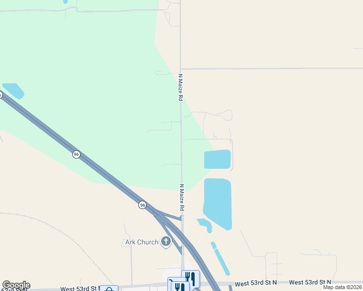 map of restaurants, bars, coffee shops, grocery stores, and more near 5903 North Maize Road in Maize