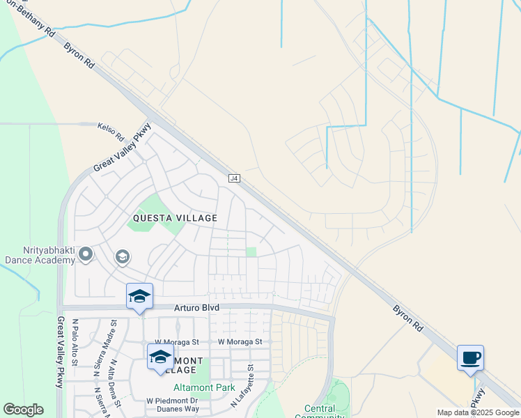map of restaurants, bars, coffee shops, grocery stores, and more near 353 West Miramonte Drive in Mountain House