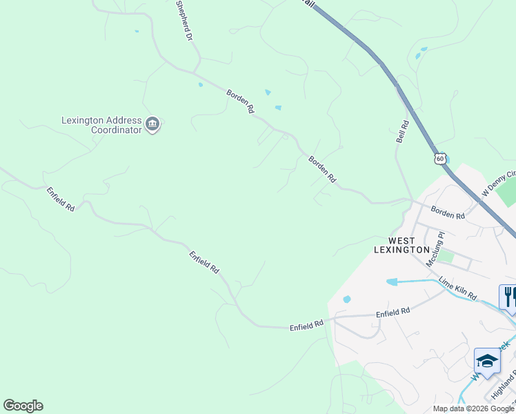 map of restaurants, bars, coffee shops, grocery stores, and more near Morris Road in Lexington