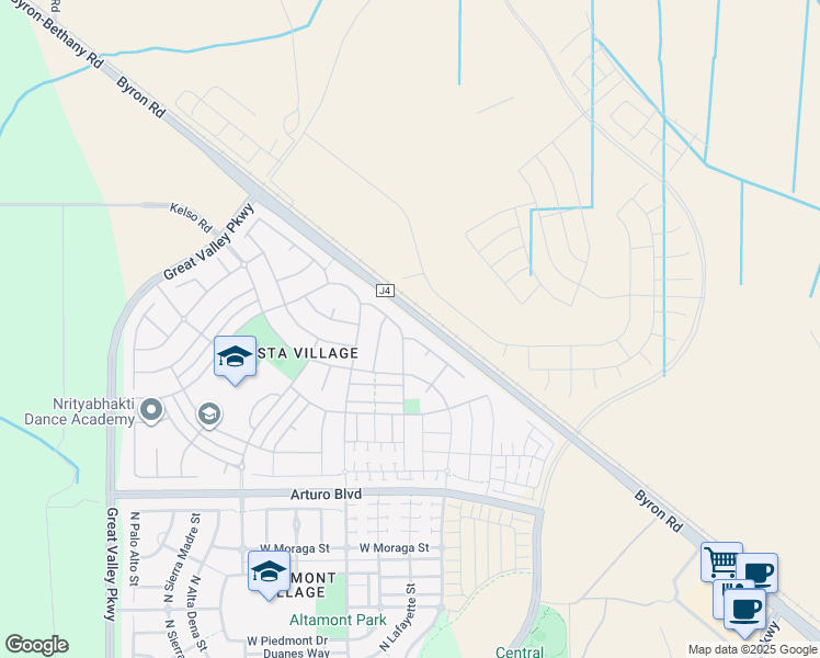 map of restaurants, bars, coffee shops, grocery stores, and more near 353 West Miramonte Drive in Mountain House