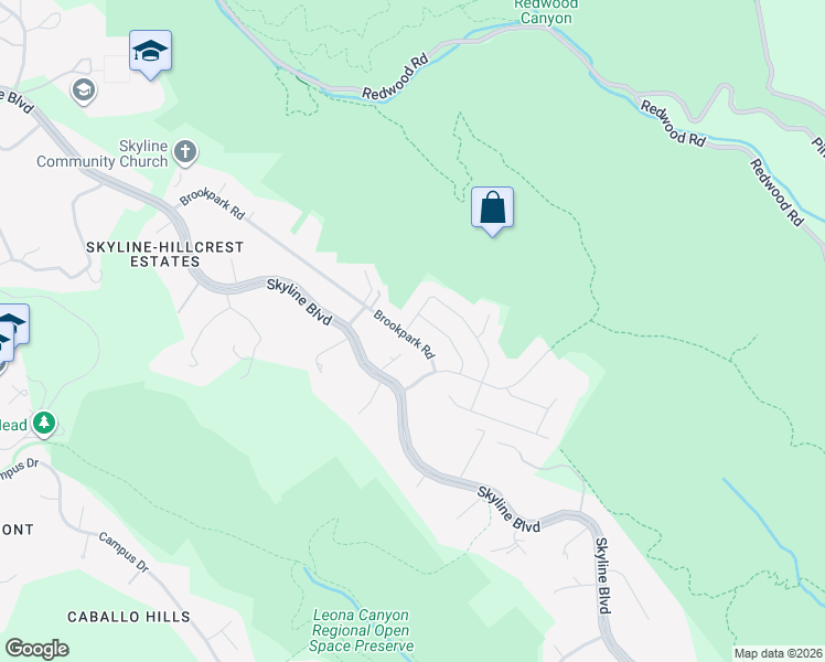map of restaurants, bars, coffee shops, grocery stores, and more near 13050 Brookpark Road in Oakland