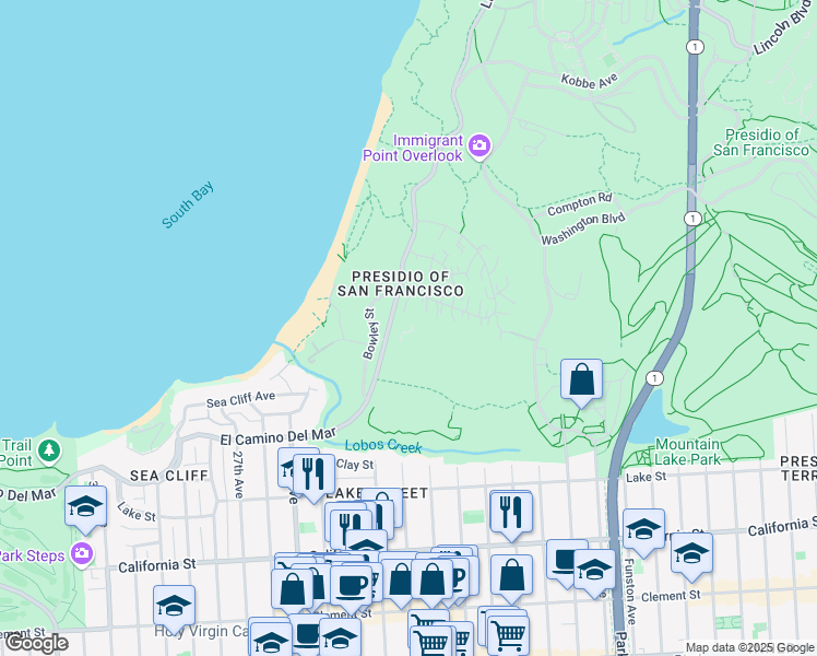 map of restaurants, bars, coffee shops, grocery stores, and more near in San Francisco