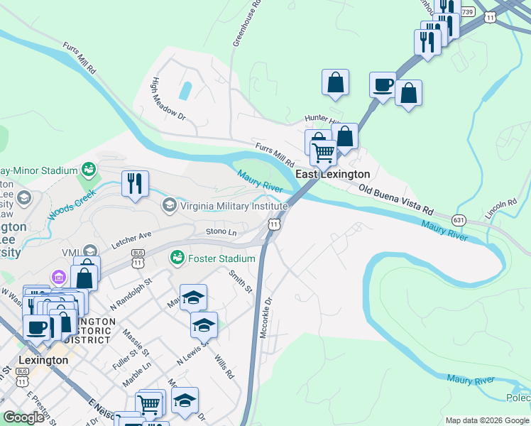 map of restaurants, bars, coffee shops, grocery stores, and more near 709 Stono Lane in Lexington