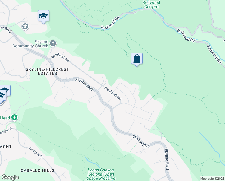 map of restaurants, bars, coffee shops, grocery stores, and more near 13050 Brookpark Road in Oakland