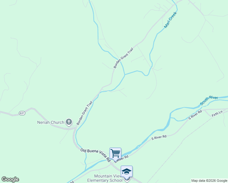 map of restaurants, bars, coffee shops, grocery stores, and more near Countryman Lane in Rockbridge County
