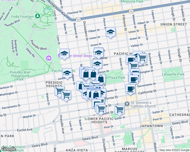 map of restaurants, bars, coffee shops, grocery stores, and more near in San Francisco