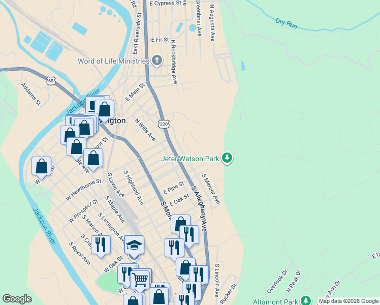 map of restaurants, bars, coffee shops, grocery stores, and more near Sunset Hill Road in Covington