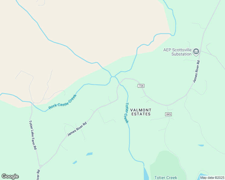 map of restaurants, bars, coffee shops, grocery stores, and more near 736 James River Road in Scottsville
