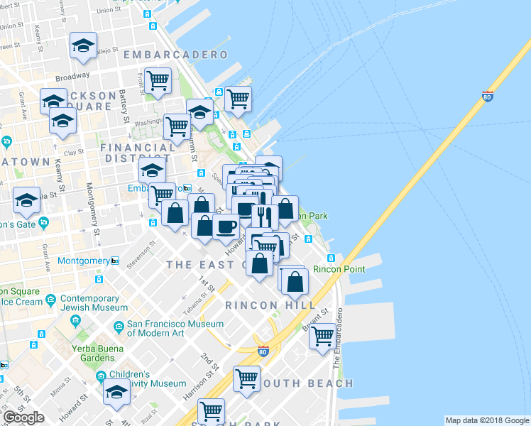 map of restaurants, bars, coffee shops, grocery stores, and more near 505 Parnassus Avenue in San Francisco