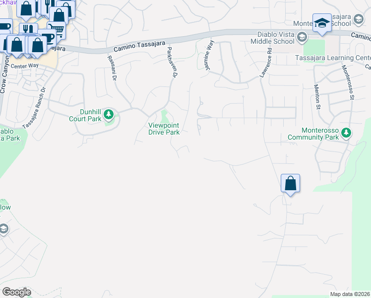map of restaurants, bars, coffee shops, grocery stores, and more near 92 Hillview Drive in Danville
