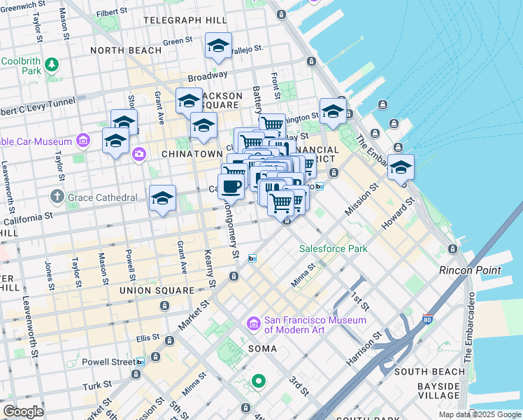 map of restaurants, bars, coffee shops, grocery stores, and more near in San Francisco