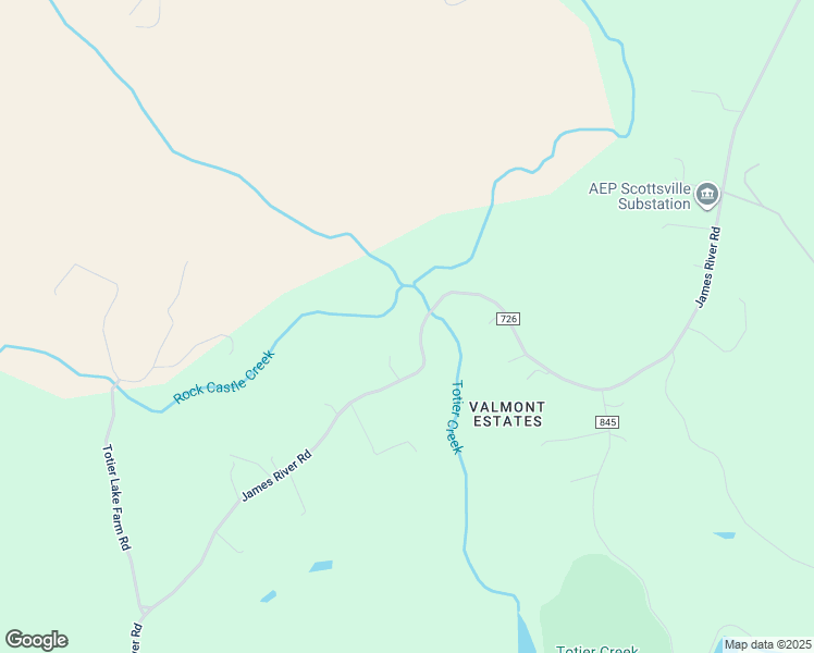map of restaurants, bars, coffee shops, grocery stores, and more near 736 James River Road in Scottsville