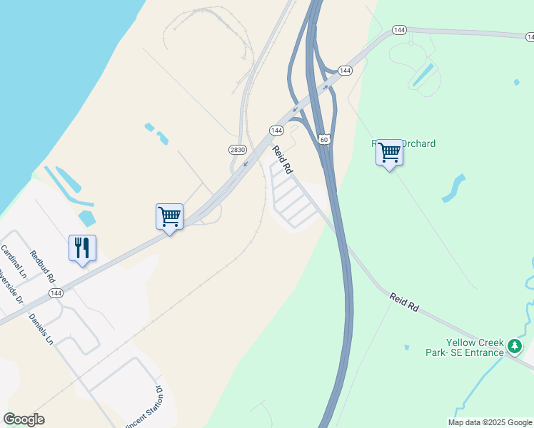 map of restaurants, bars, coffee shops, grocery stores, and more near 406 Reid Road in Owensboro