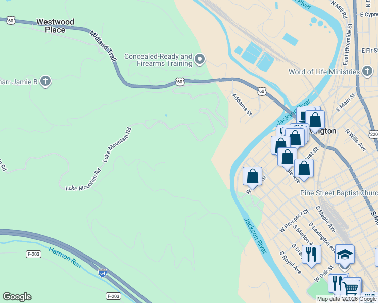 map of restaurants, bars, coffee shops, grocery stores, and more near Luke Mountain Road in Covington