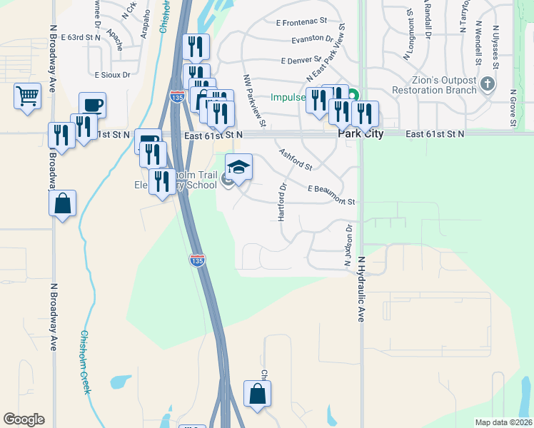 map of restaurants, bars, coffee shops, grocery stores, and more near 1223 E Cloverdale St in Park City