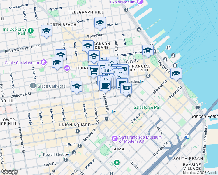map of restaurants, bars, coffee shops, grocery stores, and more near in San Francisco