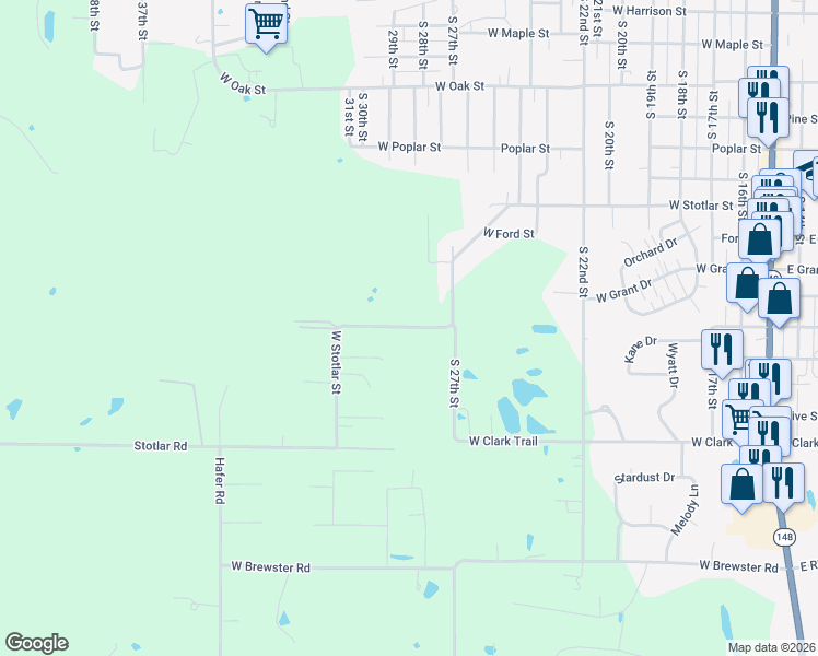 map of restaurants, bars, coffee shops, grocery stores, and more near 13198 Stotlar Rd in Carterville