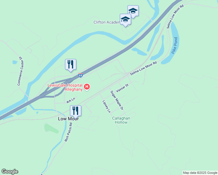 map of restaurants, bars, coffee shops, grocery stores, and more near Sugar Maple Drive in Low Moor