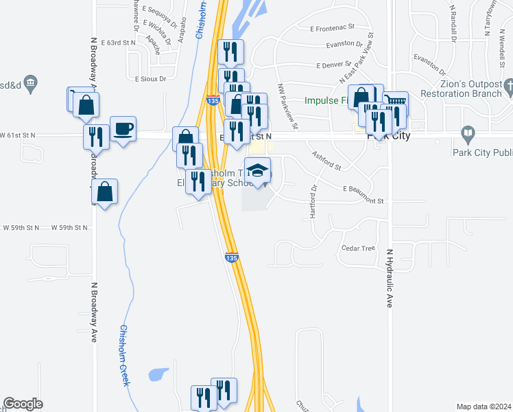 map of restaurants, bars, coffee shops, grocery stores, and more near 6015 Independence Street in Park City