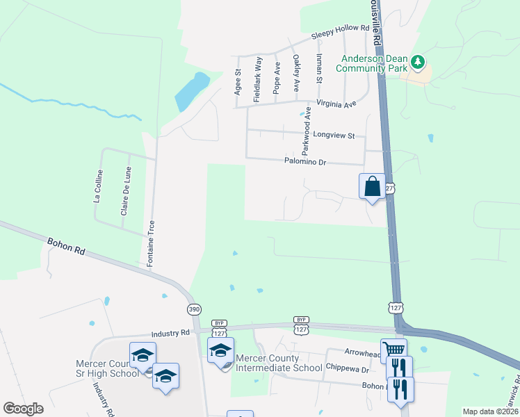 map of restaurants, bars, coffee shops, grocery stores, and more near 113 Sawgrass Lane in Harrodsburg