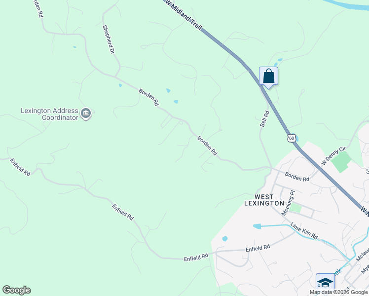 map of restaurants, bars, coffee shops, grocery stores, and more near Morris Road in Lexington