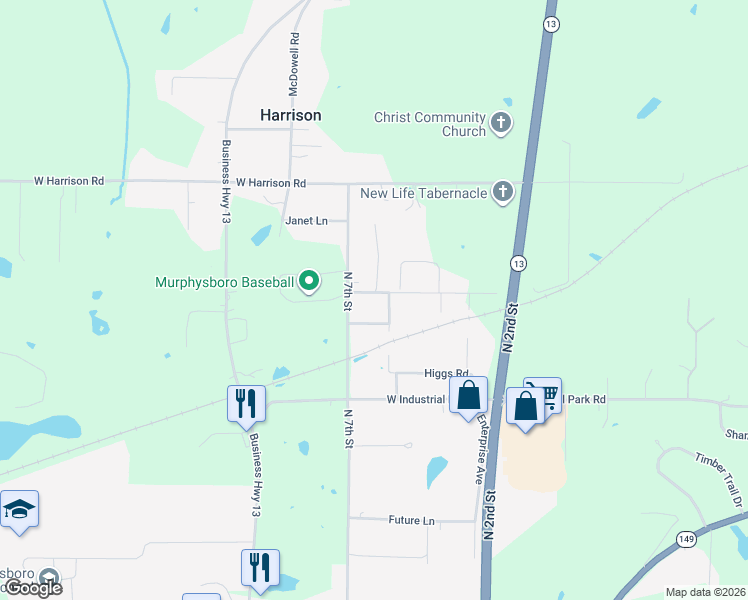 map of restaurants, bars, coffee shops, grocery stores, and more near 224-236 Hiser Rd in Murphysboro