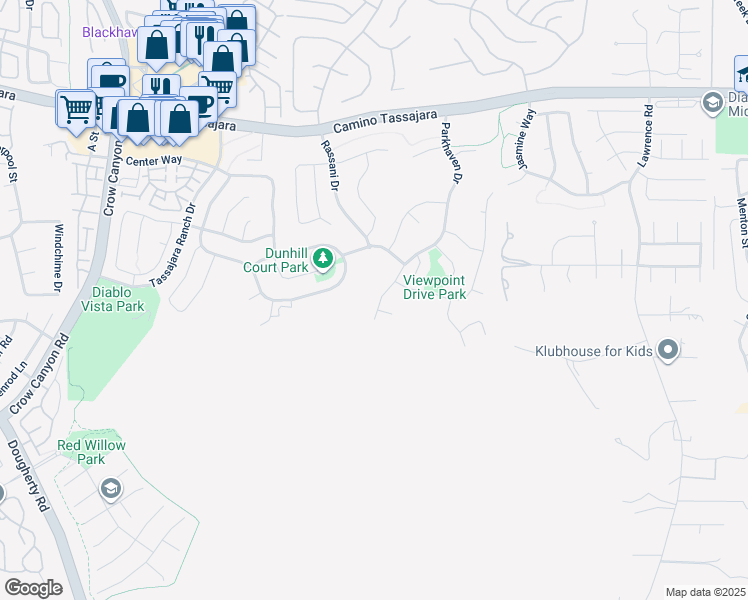 map of restaurants, bars, coffee shops, grocery stores, and more near 155 Parkhaven Drive in Danville