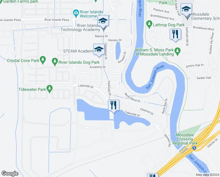 map of restaurants, bars, coffee shops, grocery stores, and more near 1000 Greengate Court in Lathrop
