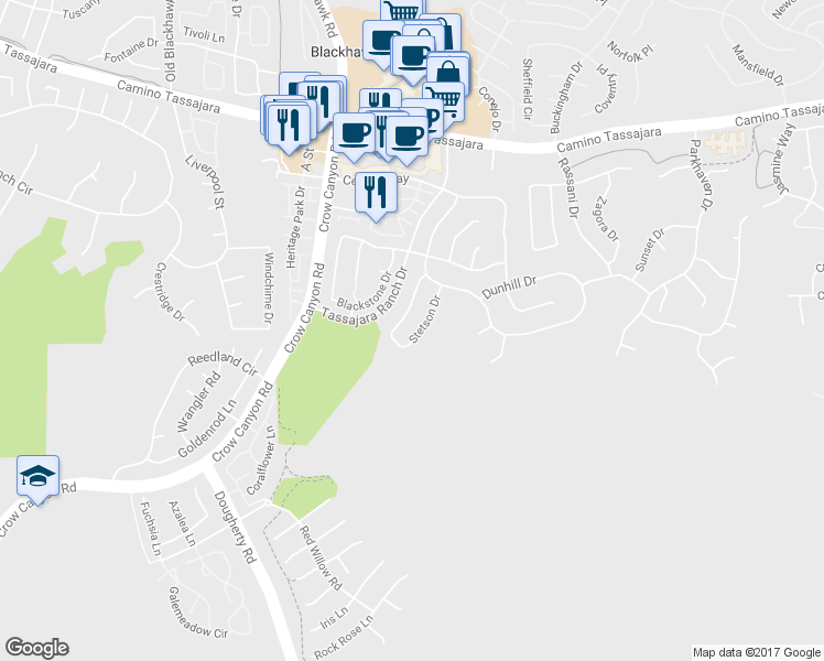 map of restaurants, bars, coffee shops, grocery stores, and more near 246 Stetson Drive in Danville