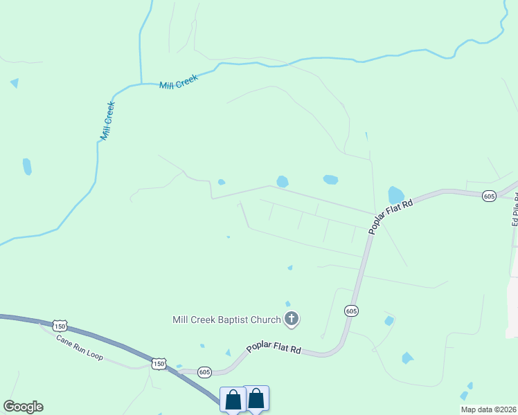 map of restaurants, bars, coffee shops, grocery stores, and more near 139 Millwood Way in Bardstown