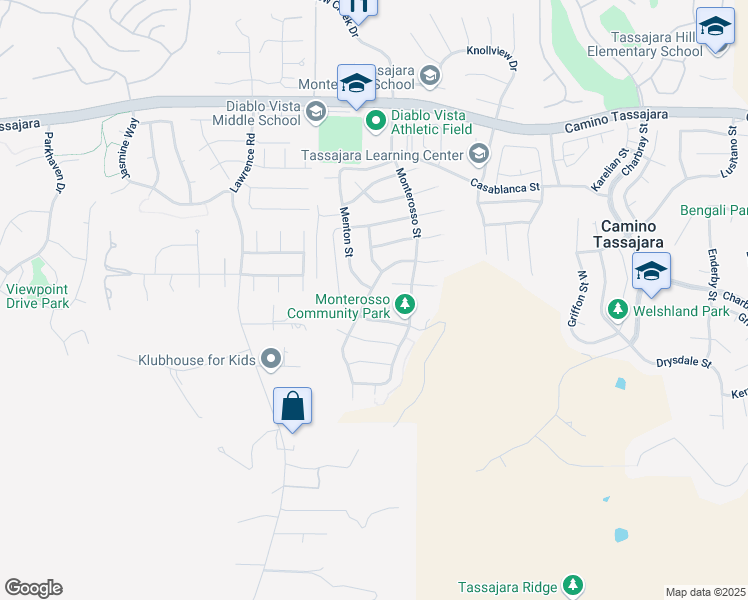 map of restaurants, bars, coffee shops, grocery stores, and more near 2261 Genoa Street in Danville
