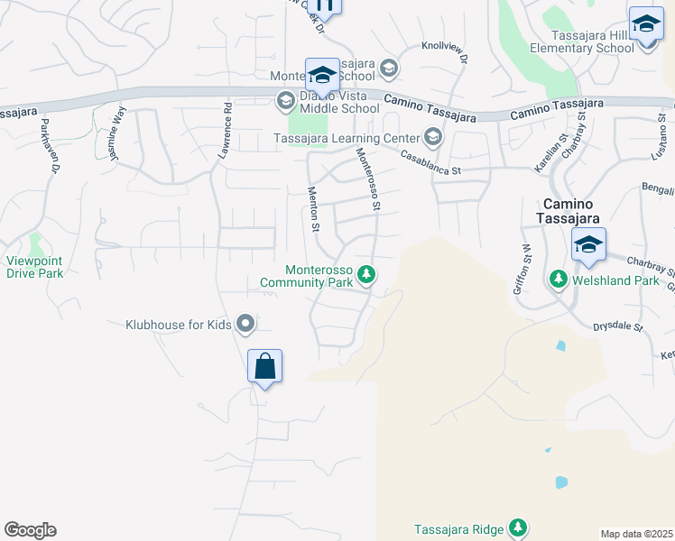 map of restaurants, bars, coffee shops, grocery stores, and more near 2261 Genoa Street in Danville