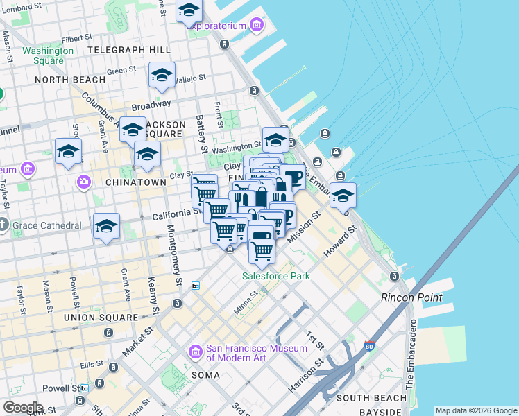 map of restaurants, bars, coffee shops, grocery stores, and more near 298 Market Street in San Francisco