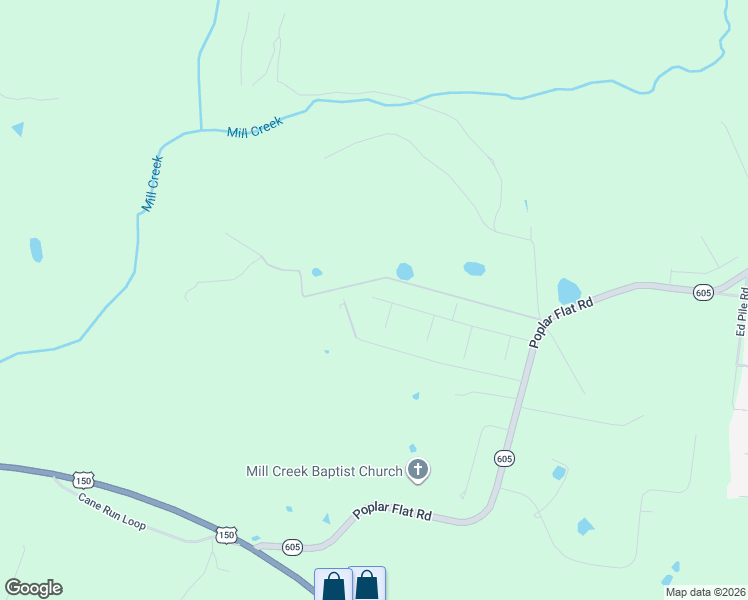 map of restaurants, bars, coffee shops, grocery stores, and more near 139 Millwood Way in Bardstown