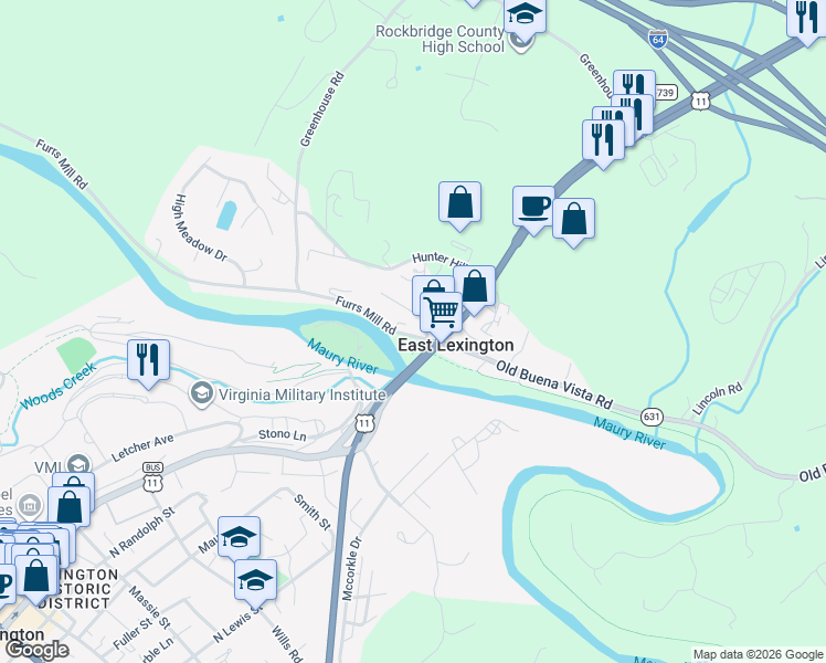 map of restaurants, bars, coffee shops, grocery stores, and more near 37 Merlin Lane in Lexington