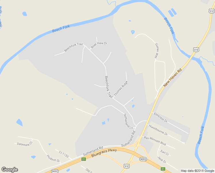 map of restaurants, bars, coffee shops, grocery stores, and more near Beechfork Trail in Bardstown