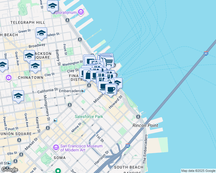 map of restaurants, bars, coffee shops, grocery stores, and more near 26 Mission Street in San Francisco