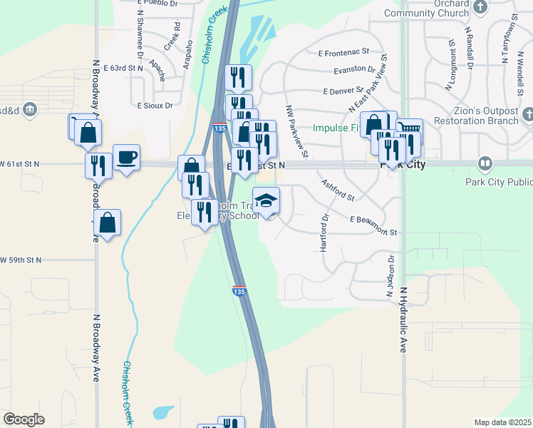 map of restaurants, bars, coffee shops, grocery stores, and more near 6015 Independence Street in Park City