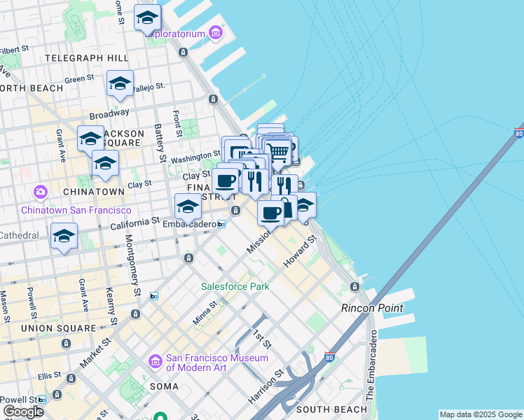 map of restaurants, bars, coffee shops, grocery stores, and more near in San Francisco