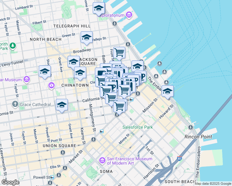 map of restaurants, bars, coffee shops, grocery stores, and more near in San Francisco