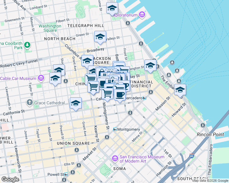 map of restaurants, bars, coffee shops, grocery stores, and more near 343 Sansome Street in San Francisco