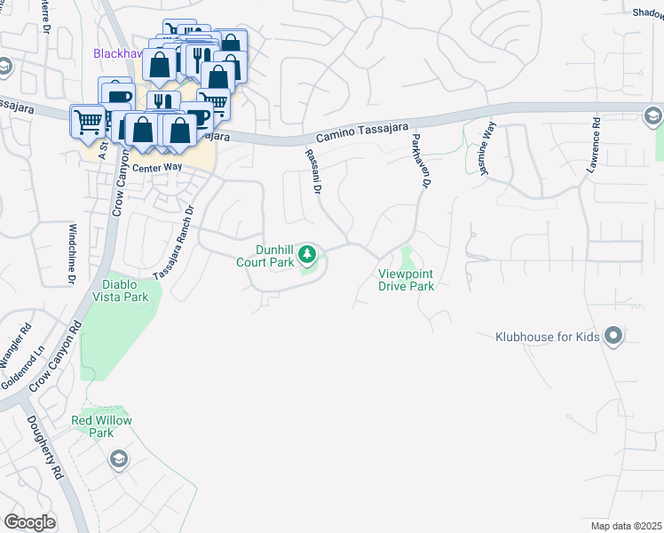 map of restaurants, bars, coffee shops, grocery stores, and more near 655 Dunhill Drive in Danville